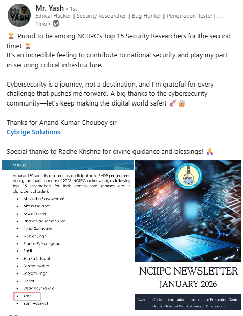 Student LinkedIn achievement 1